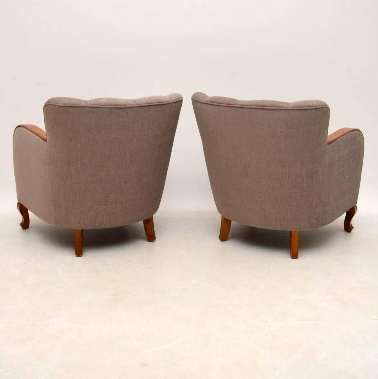 Pair of Swedish Art Deco Upholstered Armchairs 3