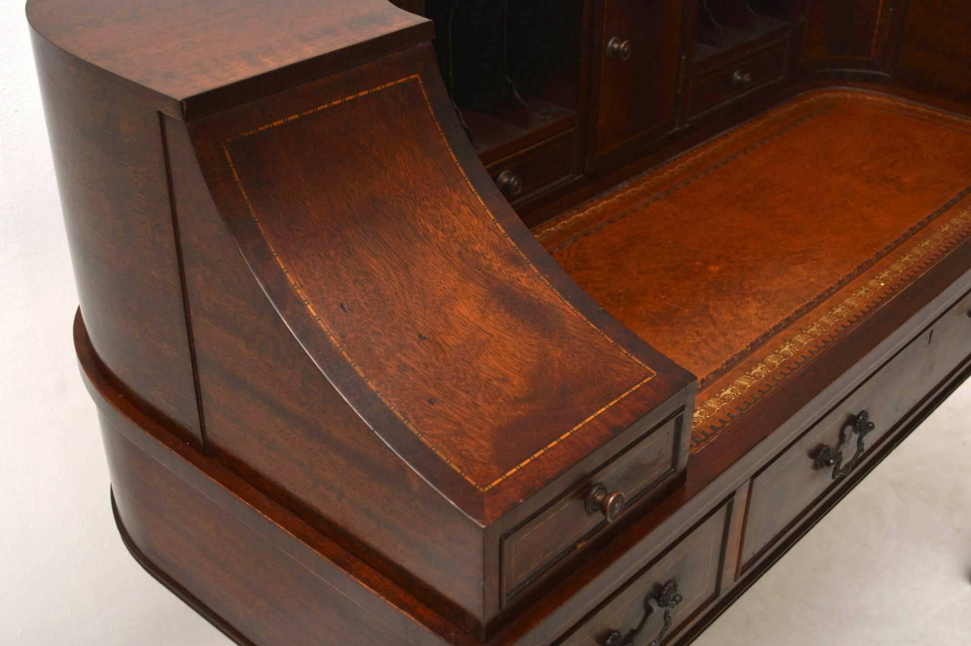 Antique Sheraton Style Mahogany Carlton House Desk In Excellent Condition In London, GB