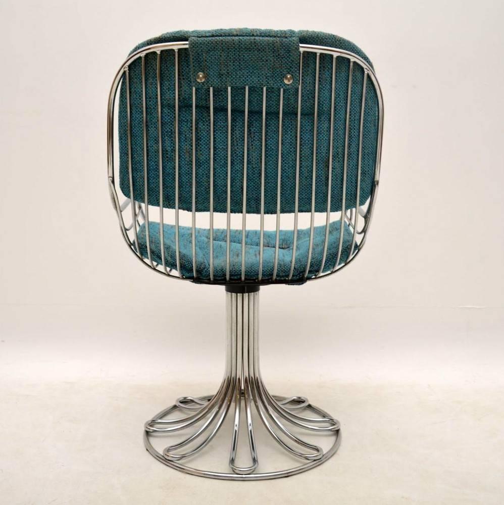 Retro Marble and Chrome Dining Table with Six Chrome Swivel Chairs, 1960s In Excellent Condition In London, GB
