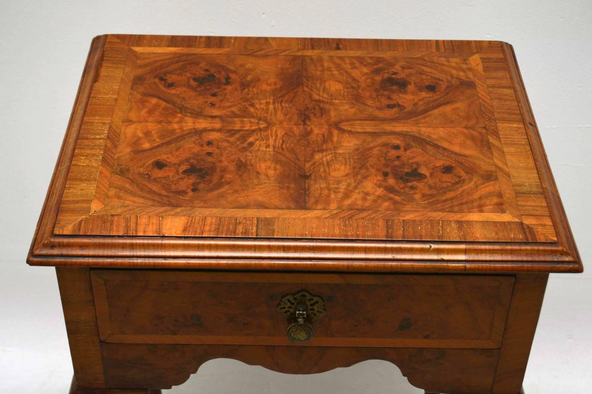European Antique Burr Walnut Side Table
