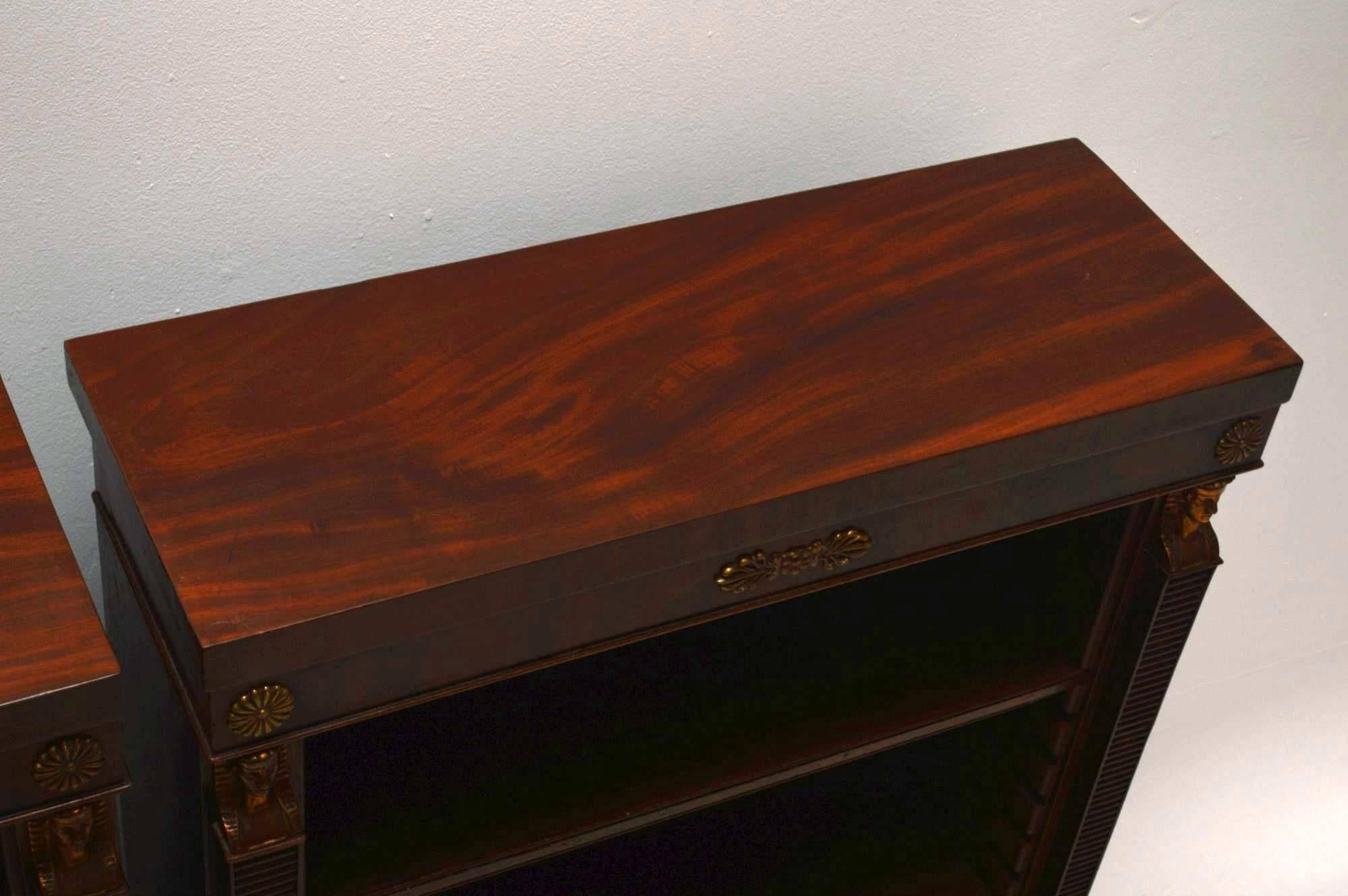 Pair of Antique Mahogany Open Bookcases 1