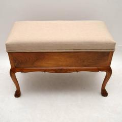 Antique Figured Walnut Duet Piano Stool