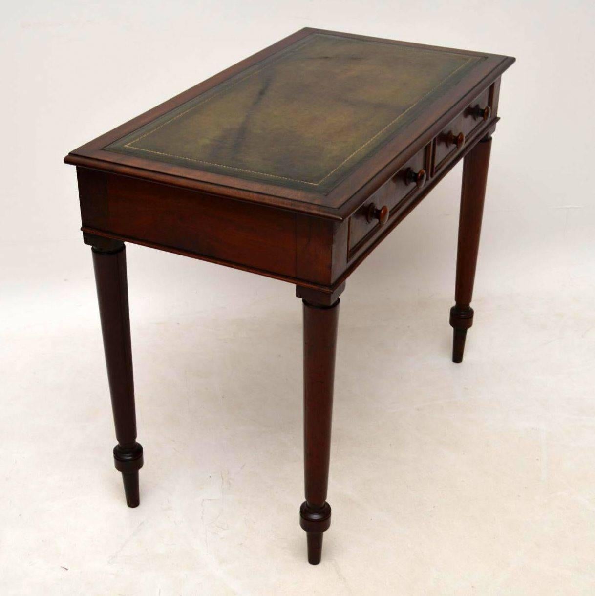 Antique Victorian Mahogany Leather Top Writing Table Desk 2