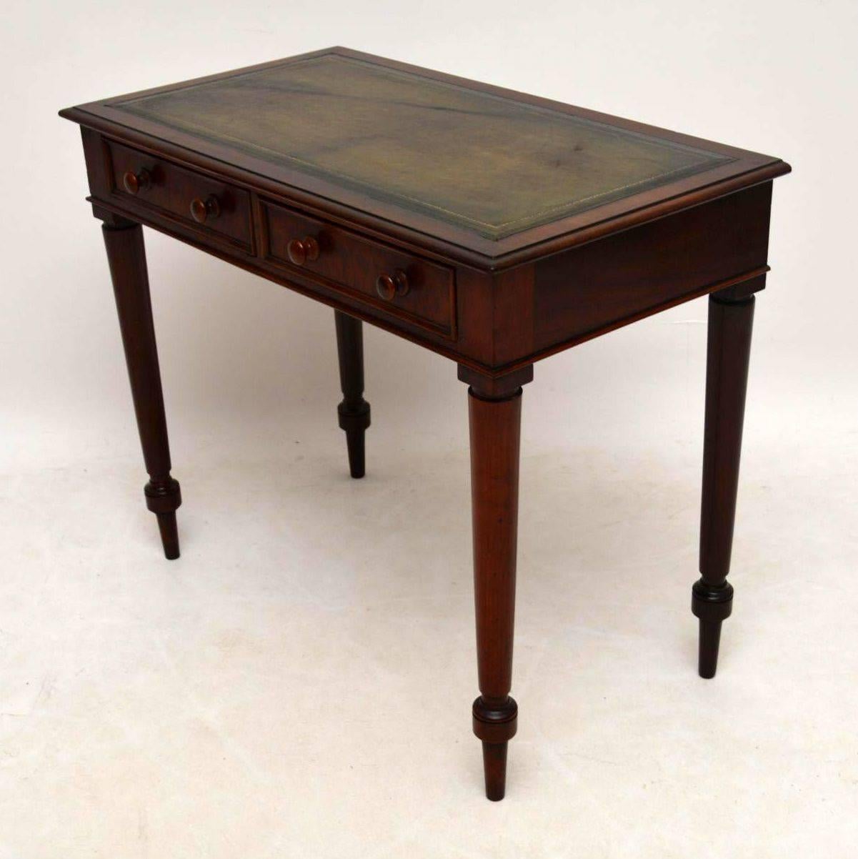 Antique Victorian Mahogany Leather Top Writing Table Desk 3