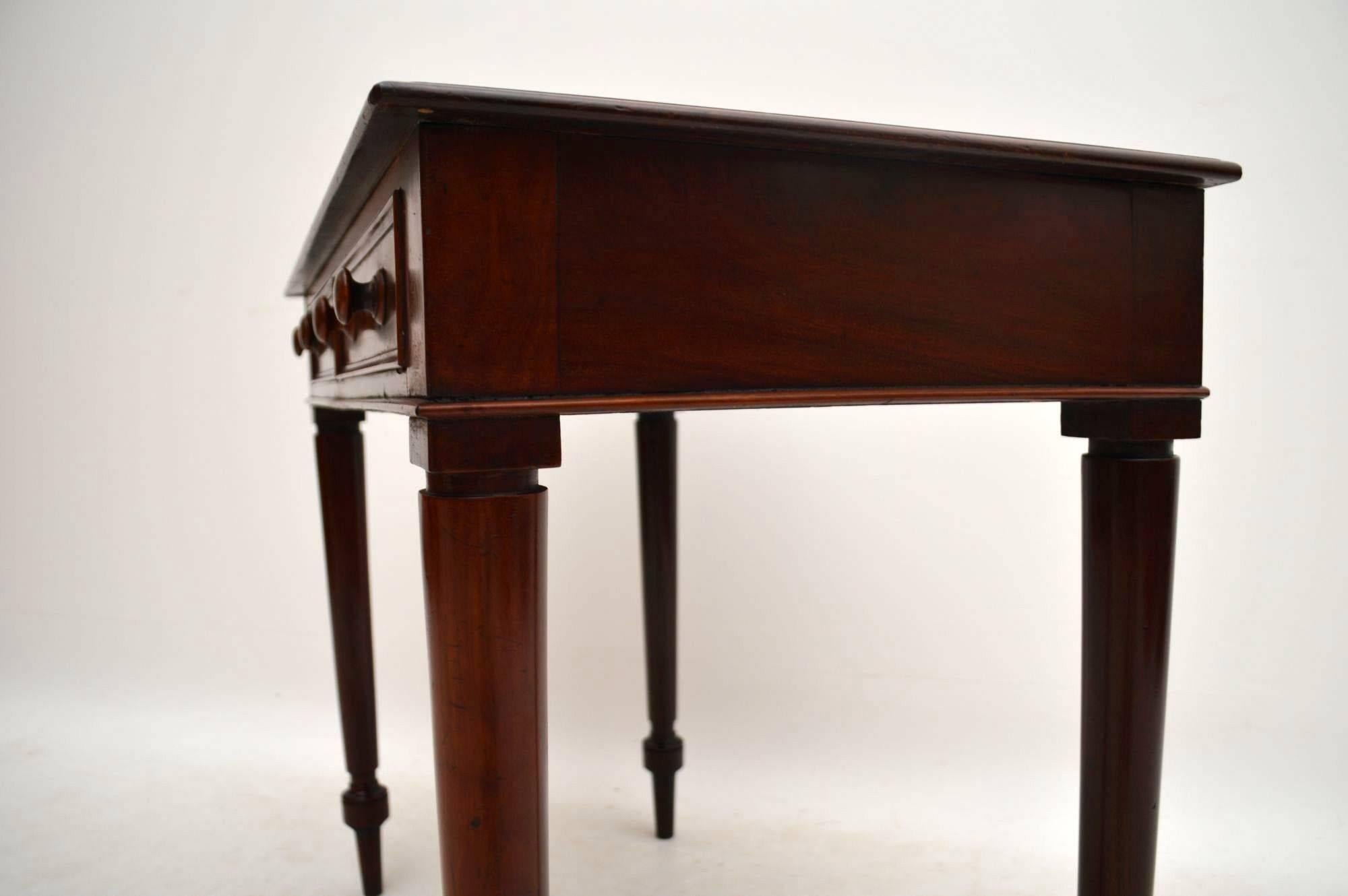 Antique Victorian Mahogany Leather Top Writing Table Desk 4