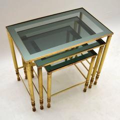 Retro French Brass Nest of Tables Vintage, 1950s