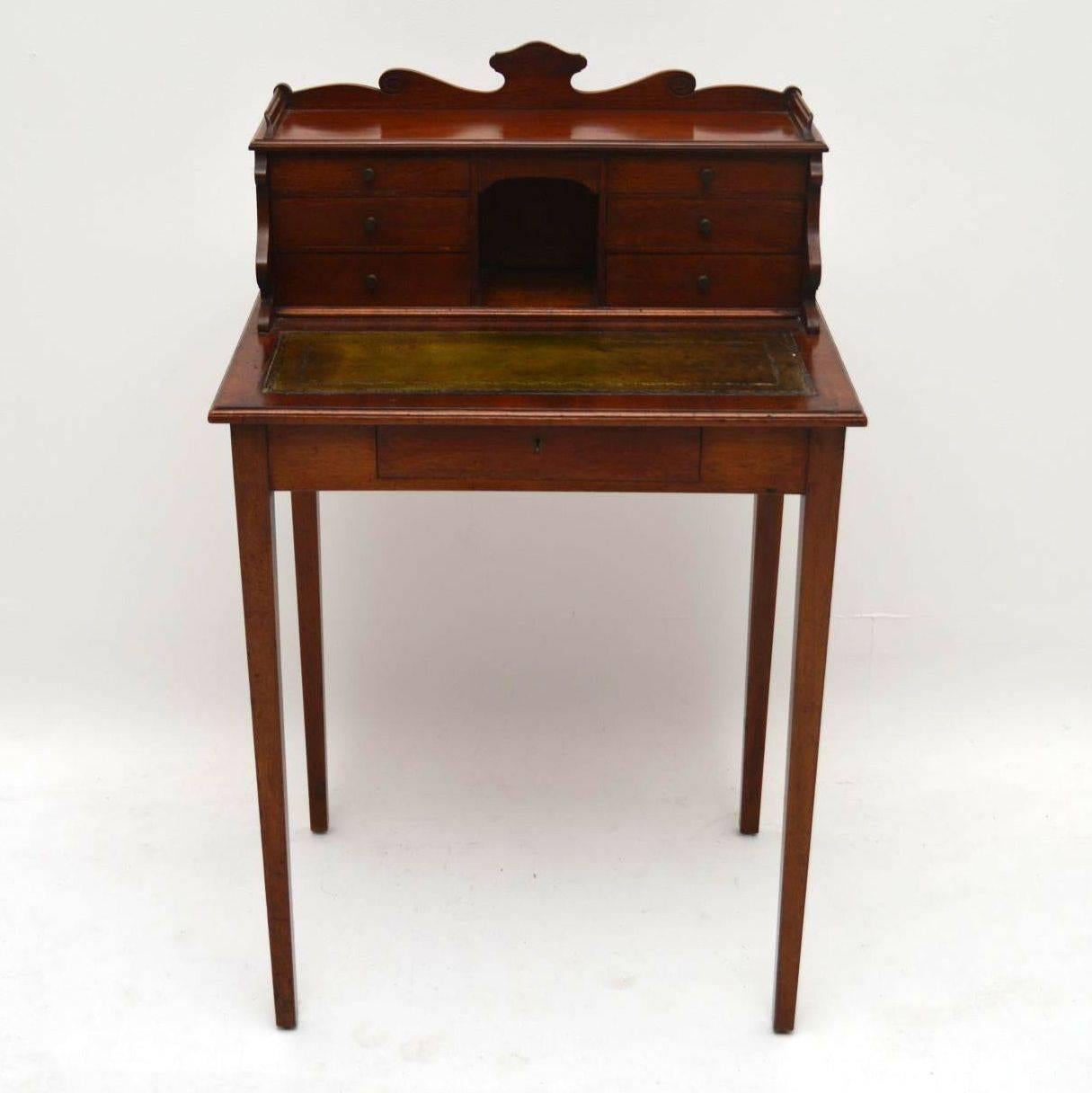 Late Victorian Small Antique Victorian Mahogany Escritoire Desk