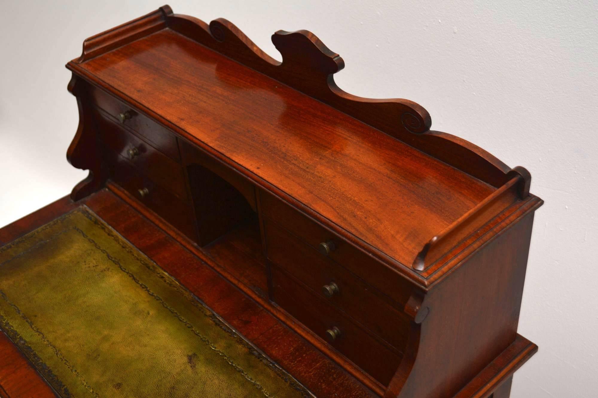 English Small Antique Victorian Mahogany Escritoire Desk