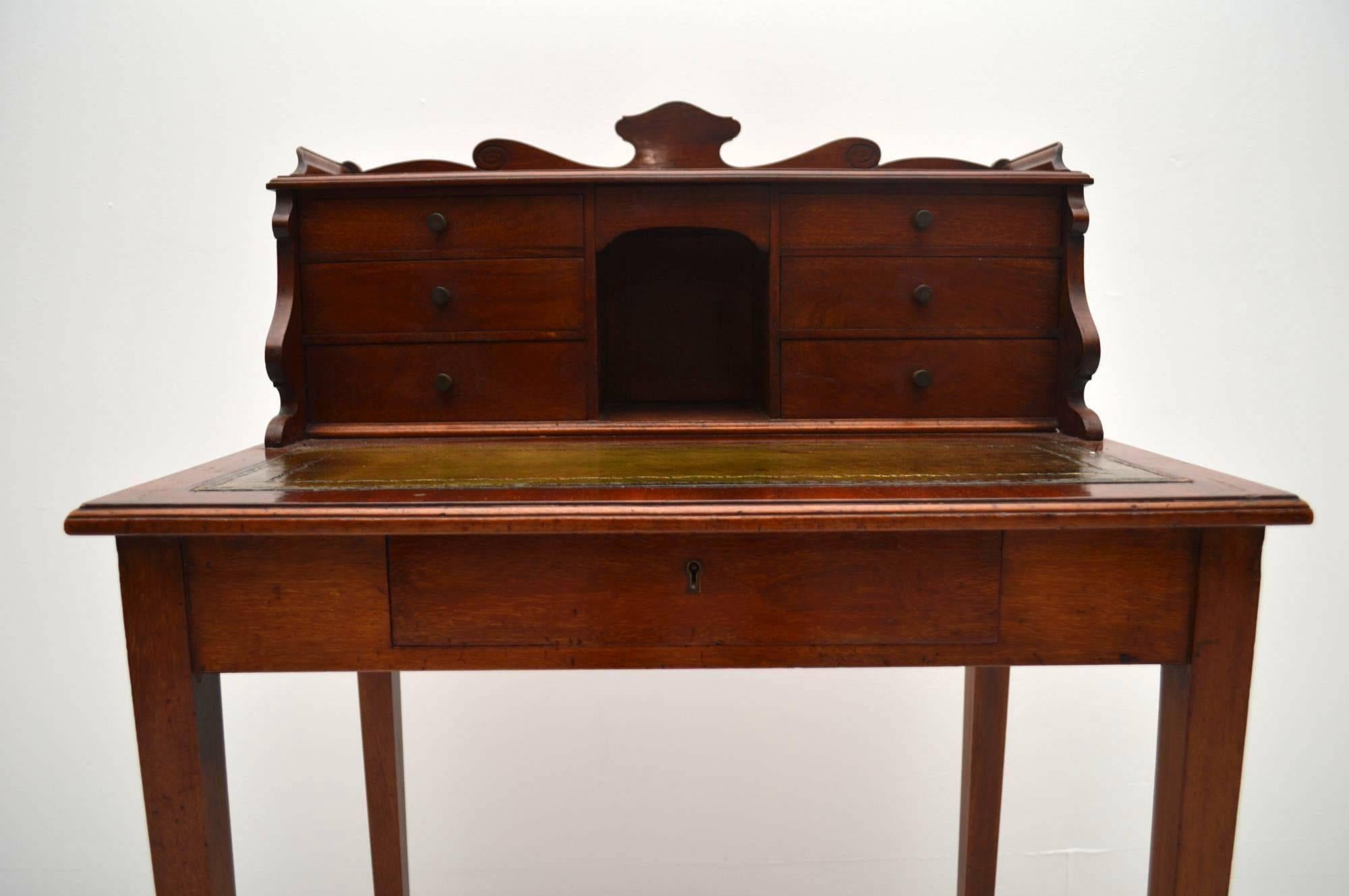 Small Antique Victorian Mahogany Escritoire Desk 1