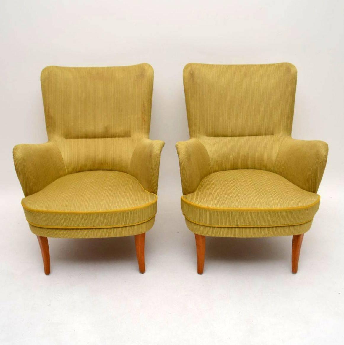 Pair of Retro Swedish Armchairs by Carl Malmsten In Excellent Condition In London, GB