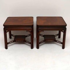 Pair of Antique Chippendale Style Mahogany Lamp Tables