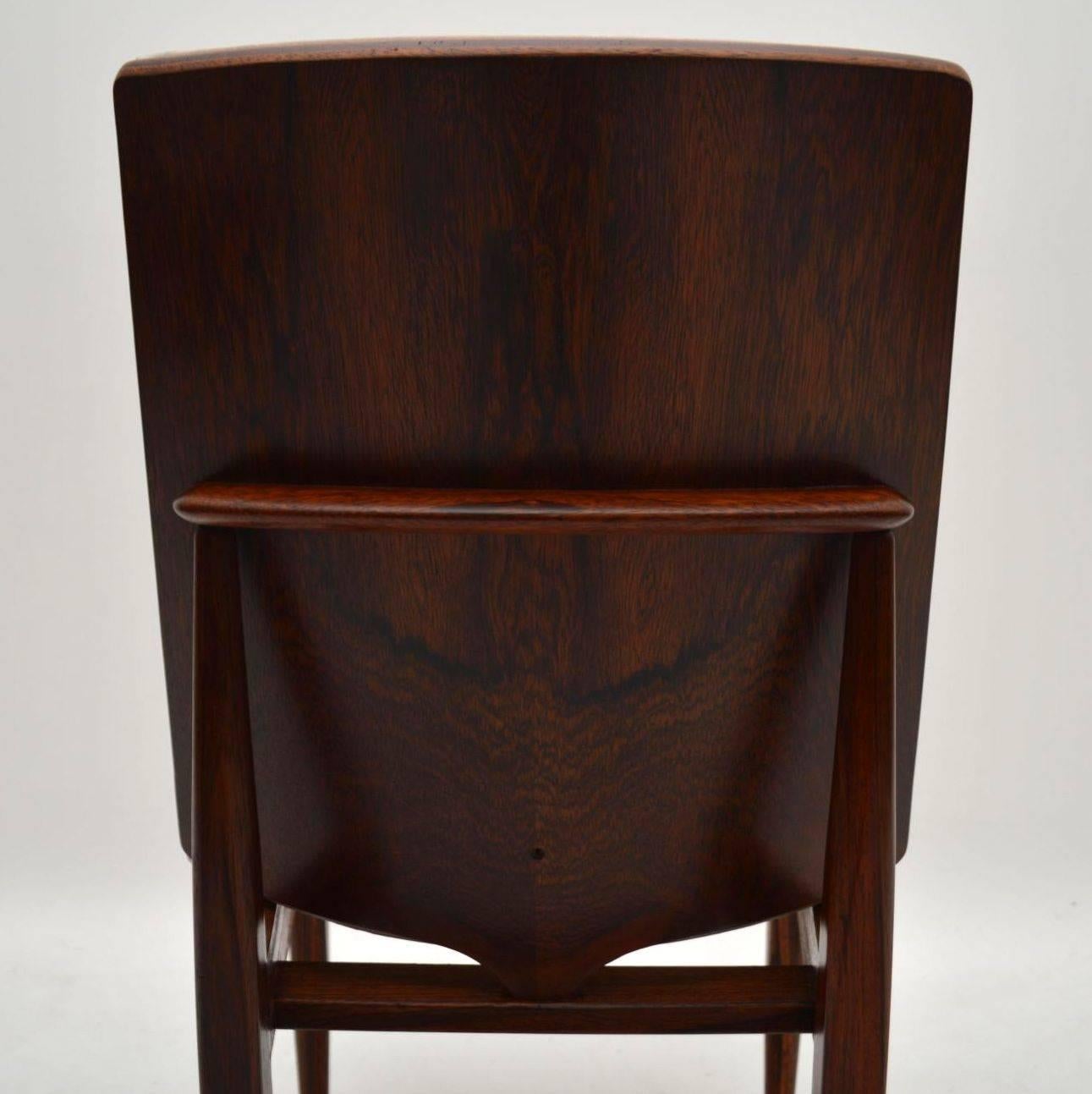 Set of Eight Retro Rosewood and Leather Dining Chairs Vintage 4