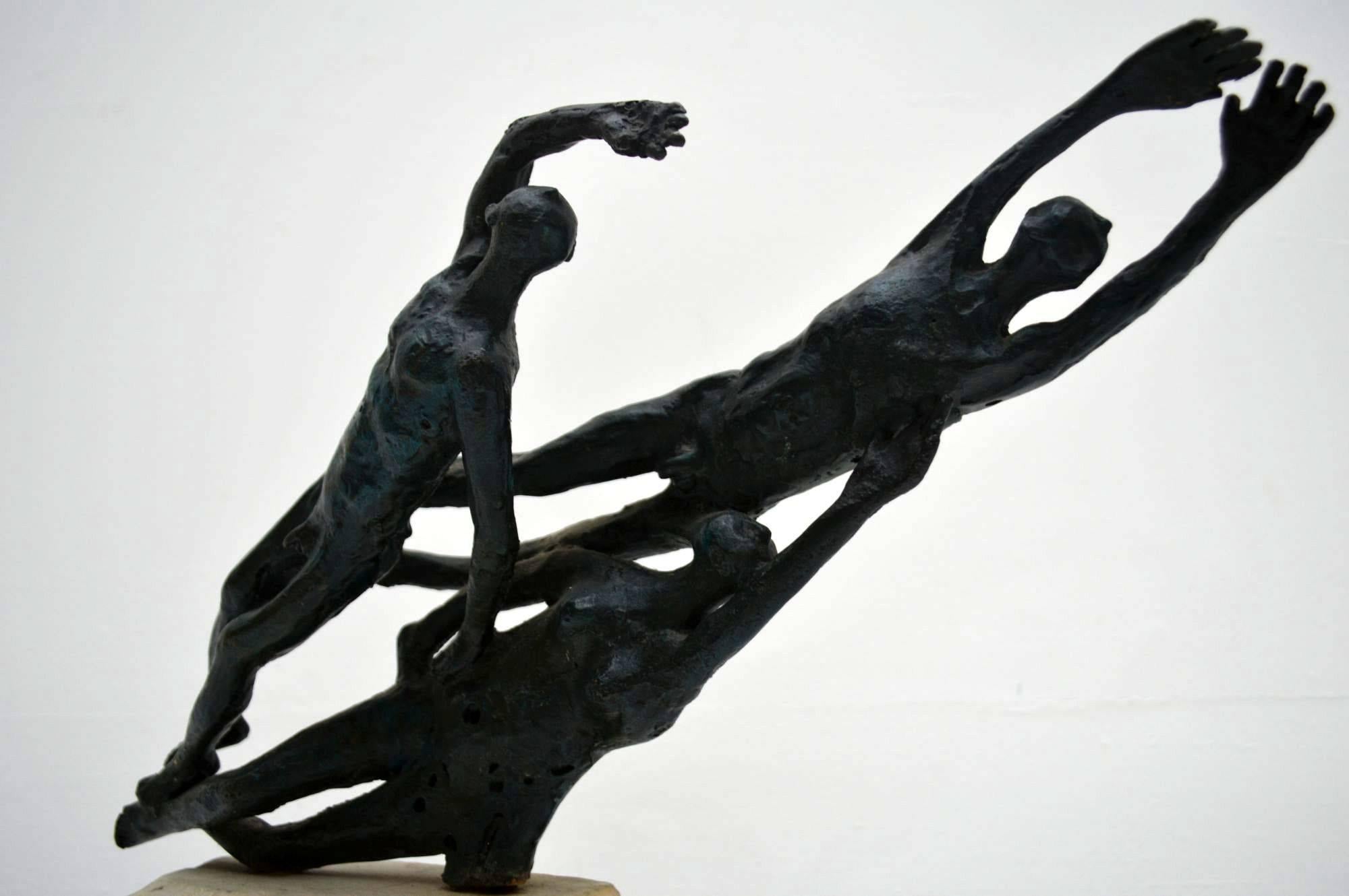 Antique or Mid-Century Bronze Sculpture of Swimmers 2