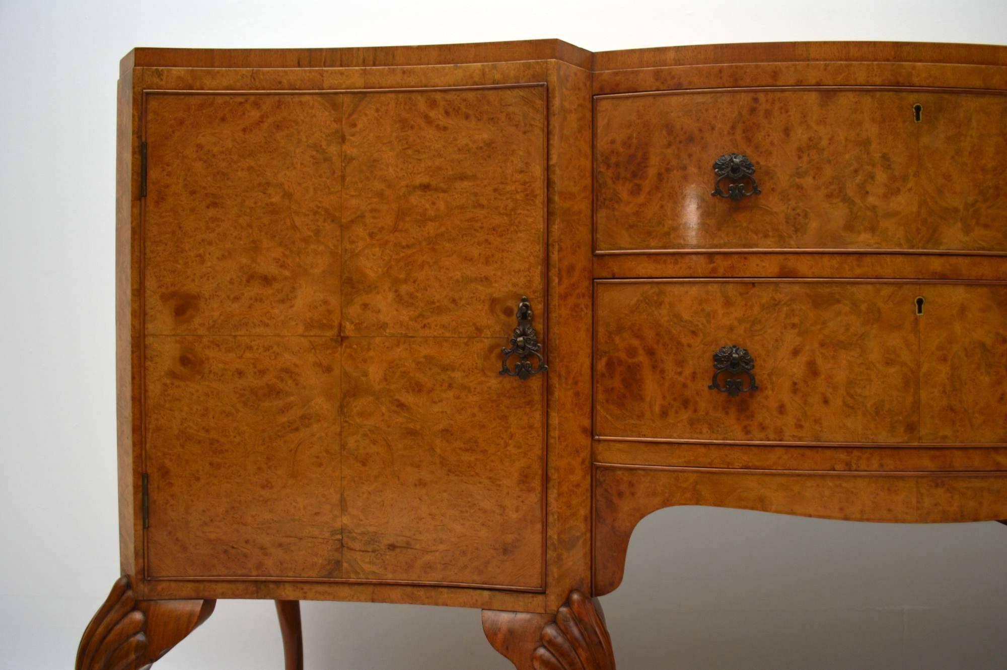 English Antique Walnut and Burr Maple Sideboard by Epstein