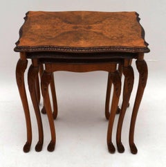 Antique Burr Walnut Nest of Three Tables