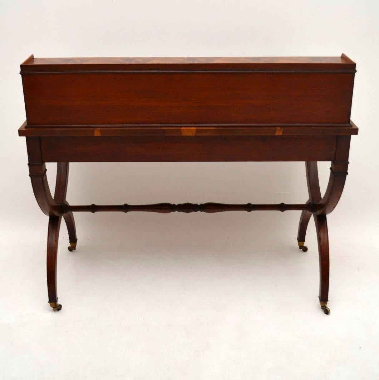 Mahogany  Antique Yew Wood Leather Top Writing Table Desk