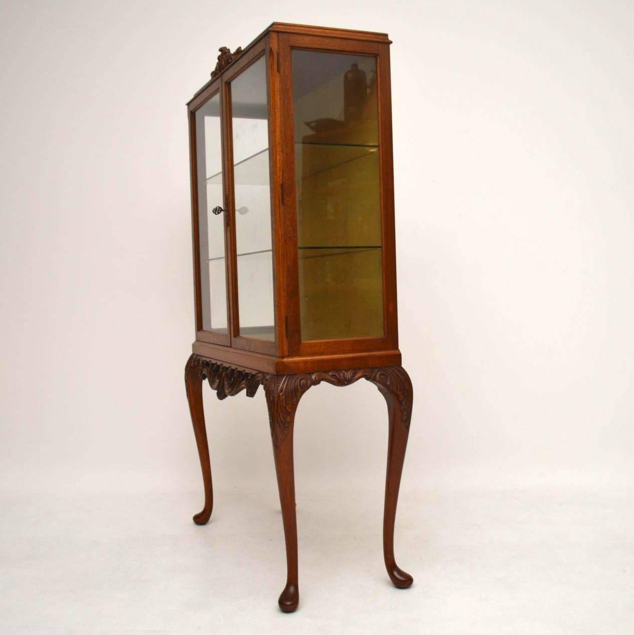 Antique Burr Walnut Display Cabinet 4