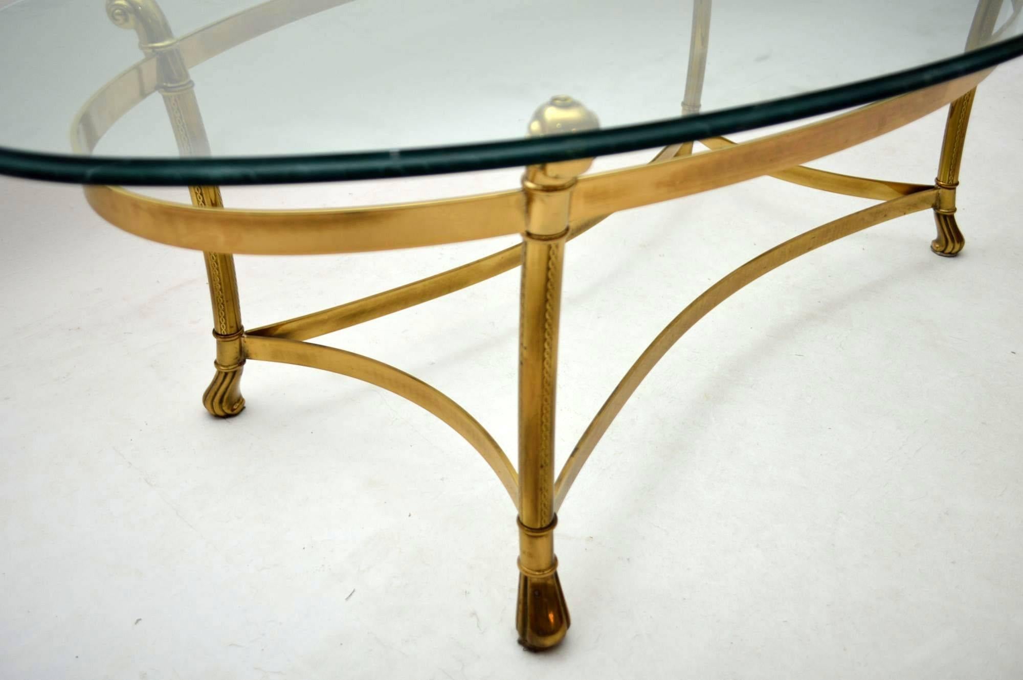 Mid-Century Modern Retro French Brass and Glass Coffee Table Vintage, 1970s