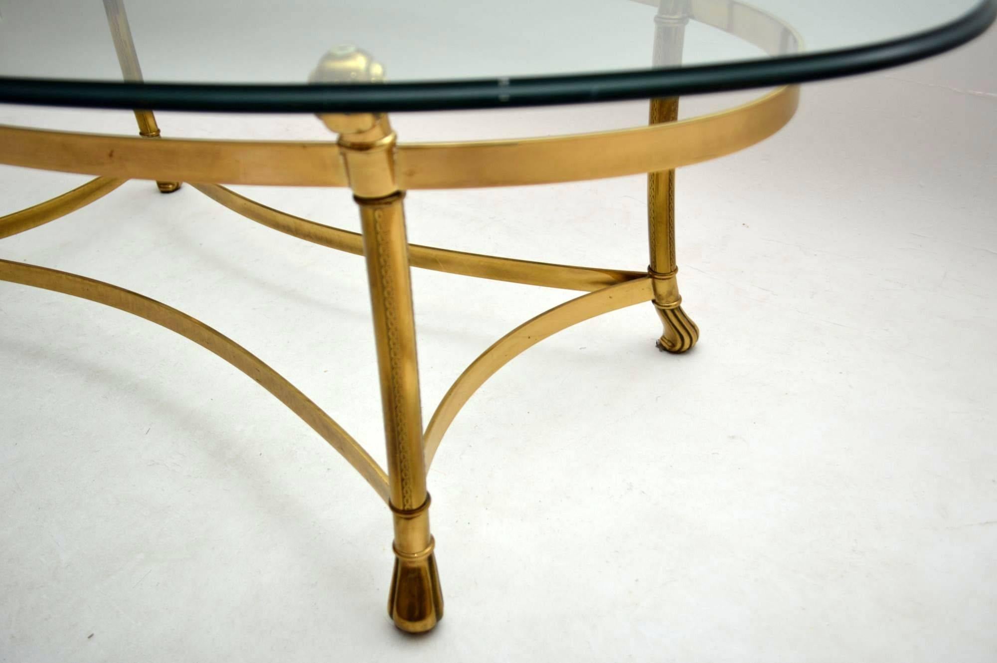 Retro French Brass and Glass Coffee Table Vintage, 1970s In Good Condition In London, GB