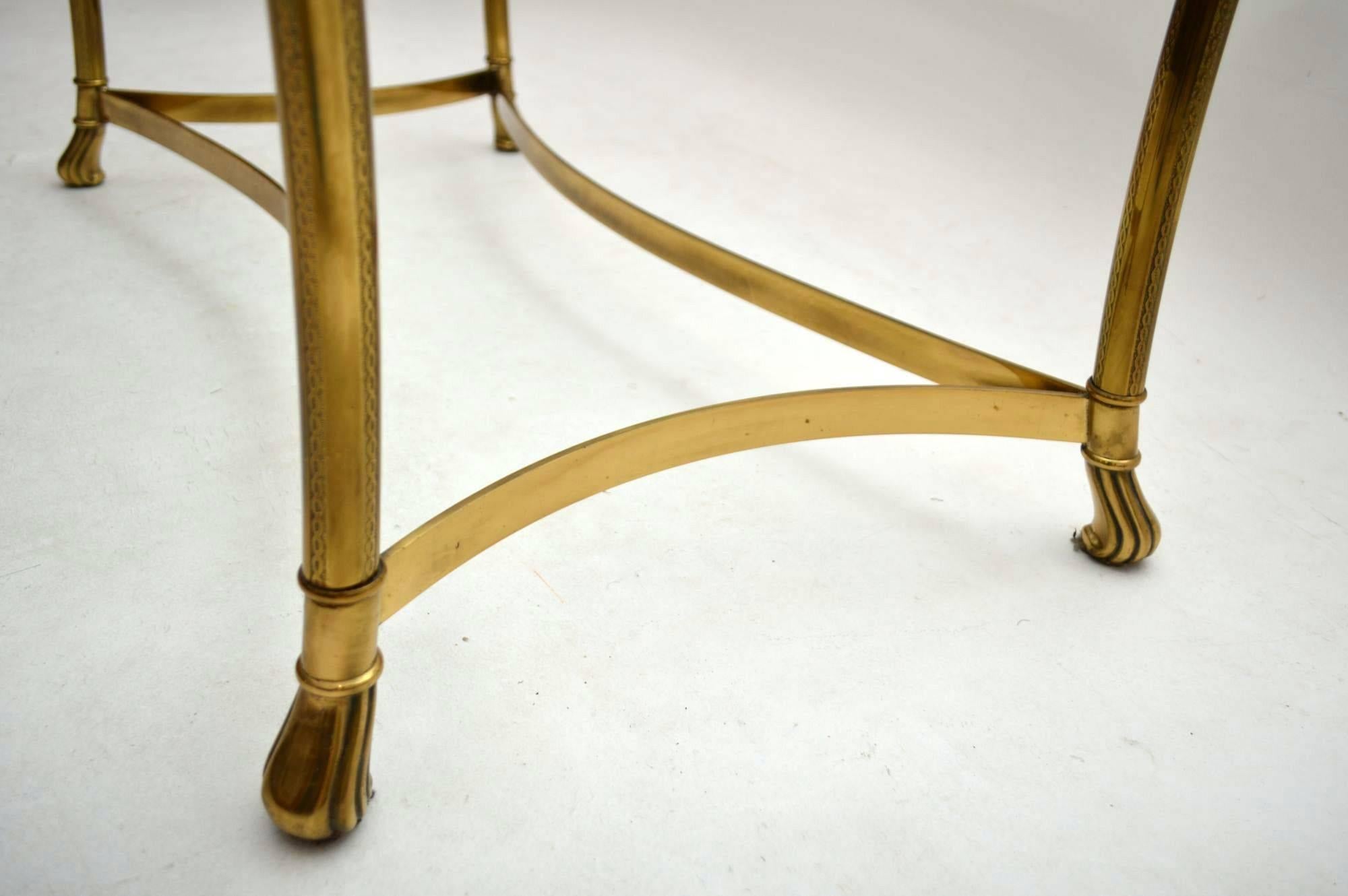 Late 20th Century Retro French Brass and Glass Coffee Table Vintage, 1970s
