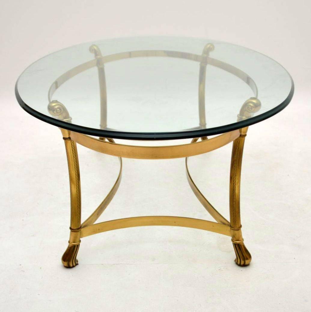 Retro French Brass and Glass Coffee Table Vintage, 1970s 2