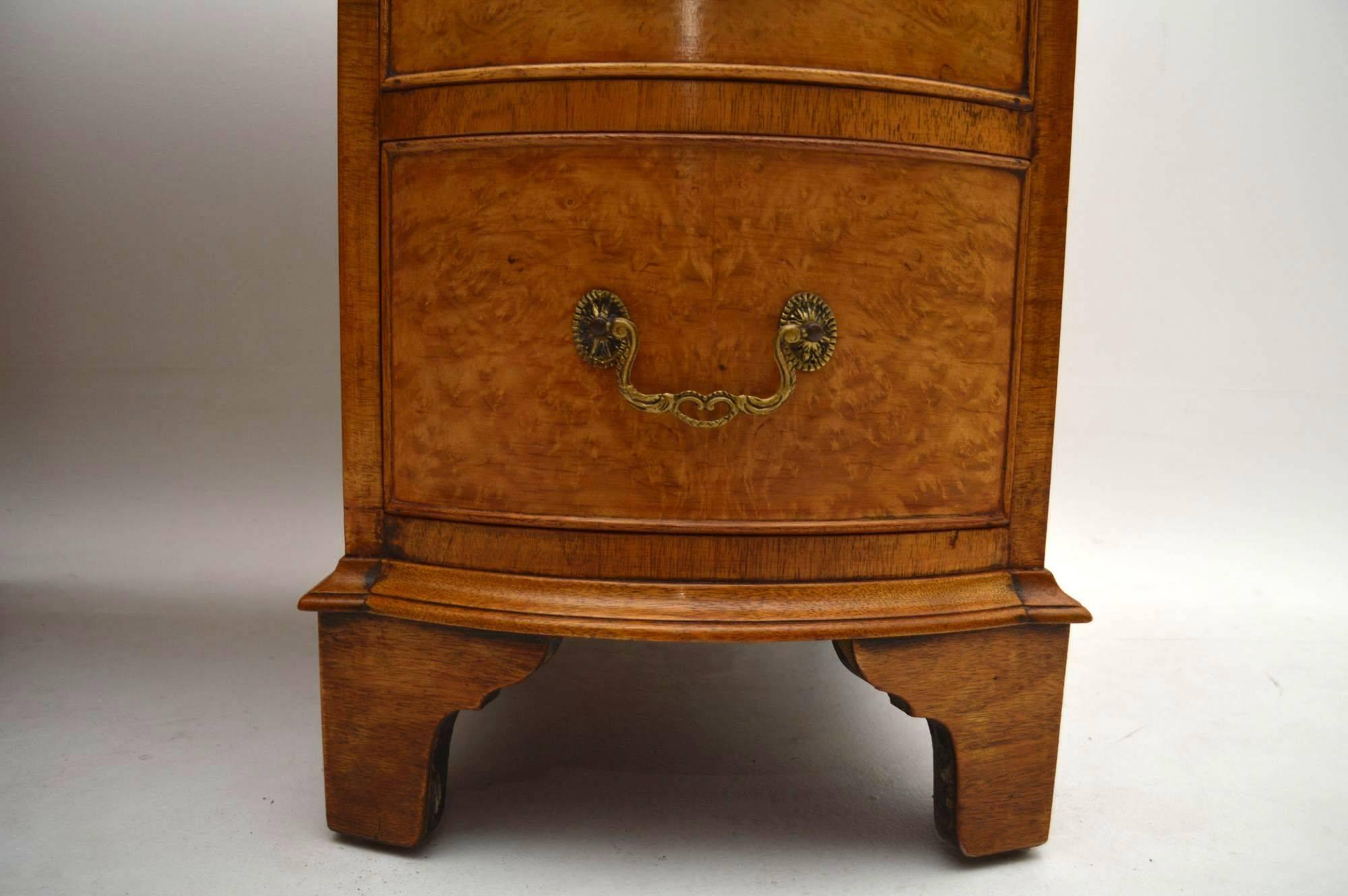 English Antique Burr Walnut Leather Top Desk