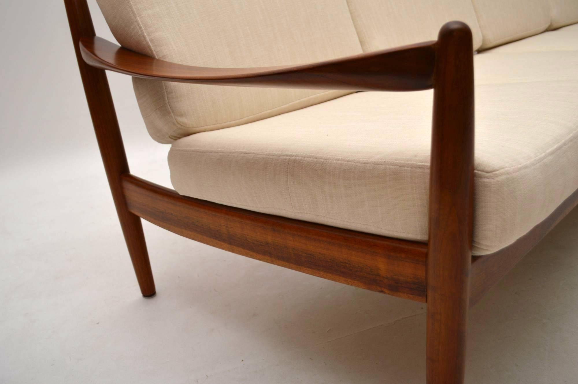 Mid-20th Century Danish Retro Walnut Four-Seat Sofa Vintage, 1960s