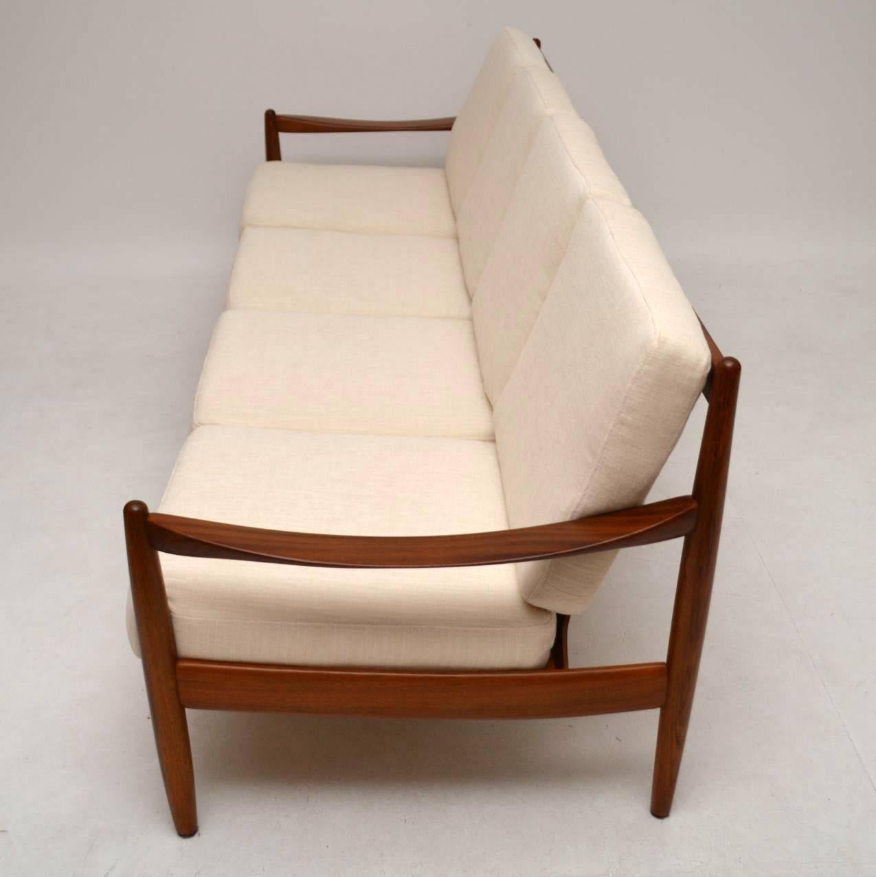 Danish Retro Walnut Four-Seat Sofa Vintage, 1960s 2