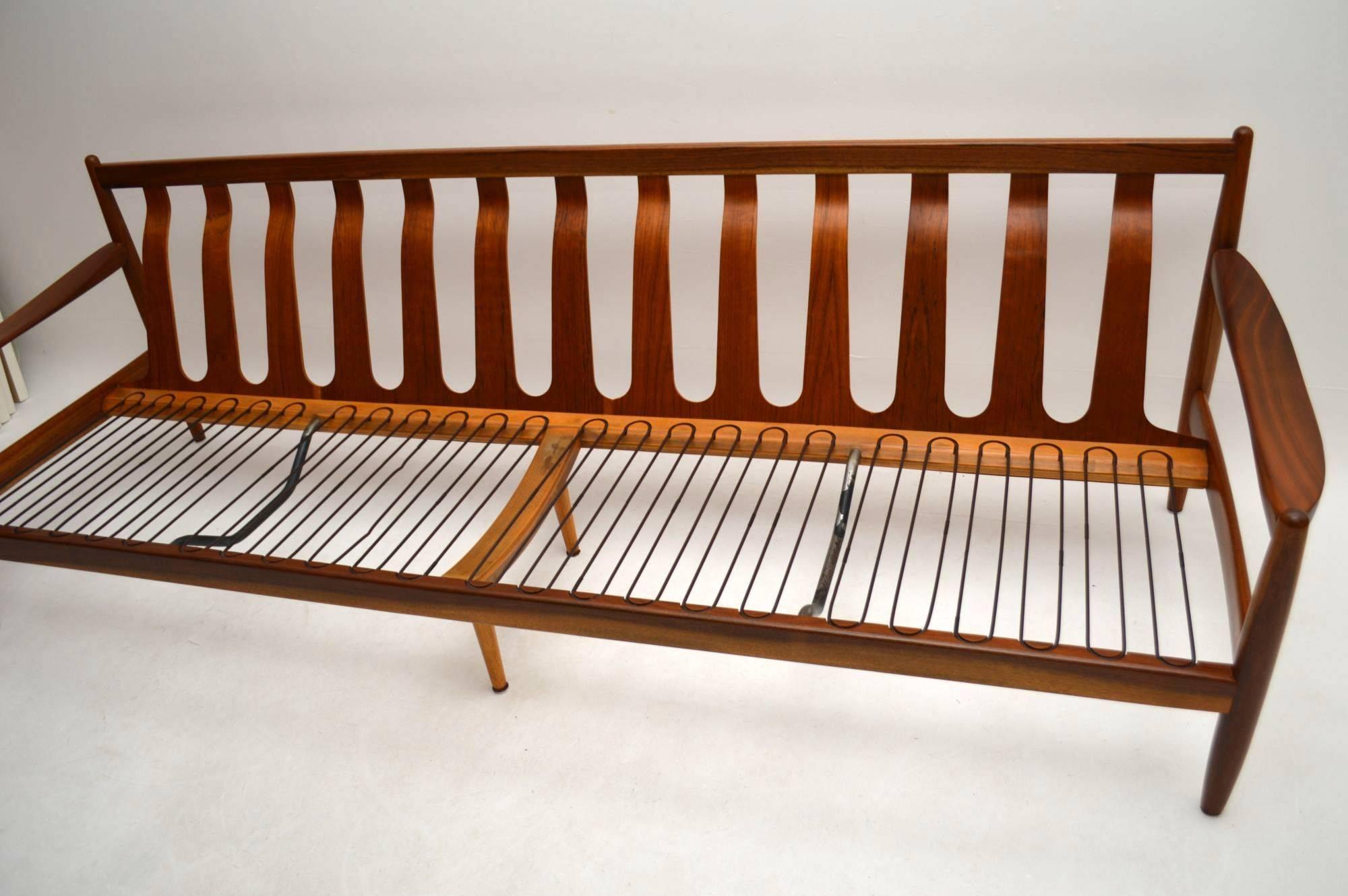 Danish Retro Walnut Four-Seat Sofa Vintage, 1960s 4