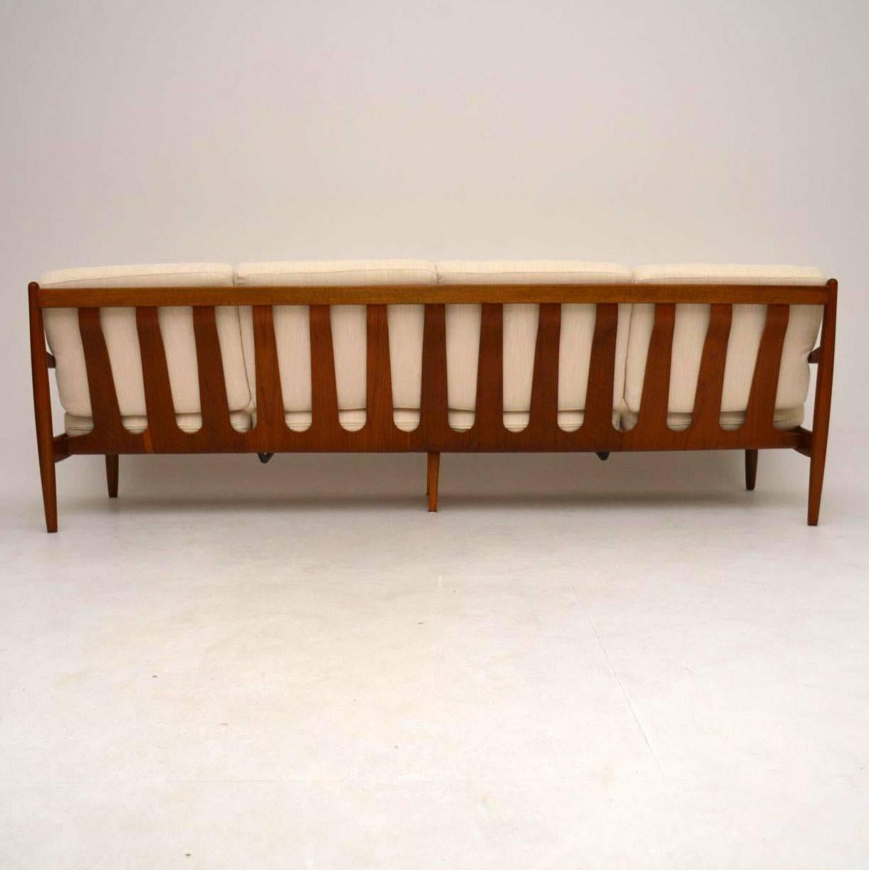 Danish Retro Walnut Four-Seat Sofa Vintage, 1960s 5