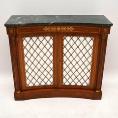 Antique Inlaid Rosewood Marble-Top Cabinet or Sideboard