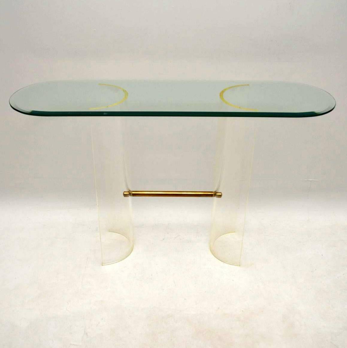 1970s Vintage Glass and Perspex Console Table 1