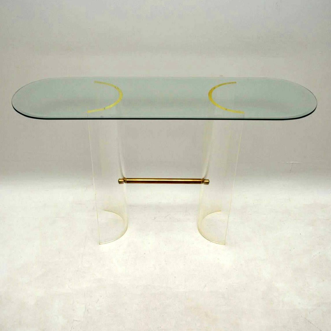 1970s Vintage Glass and Perspex Console Table 4