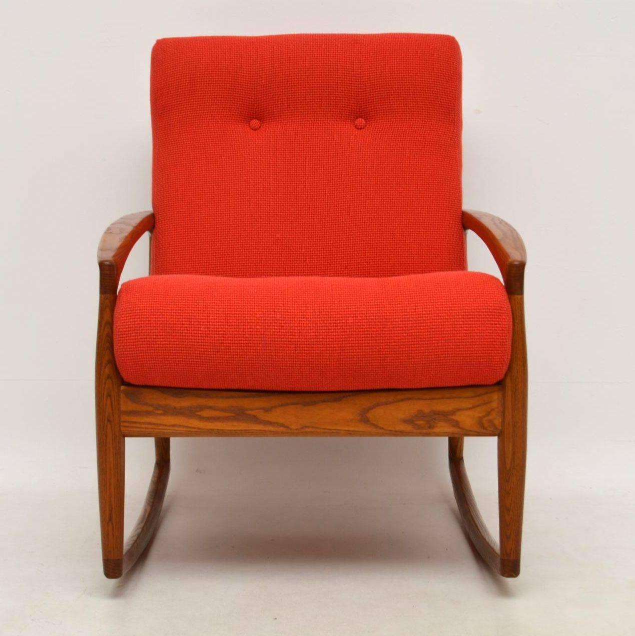 Mid-Century Modern 1960s Danish Vintage Paper Knife Rocking Armchair by Kai Kristiansen