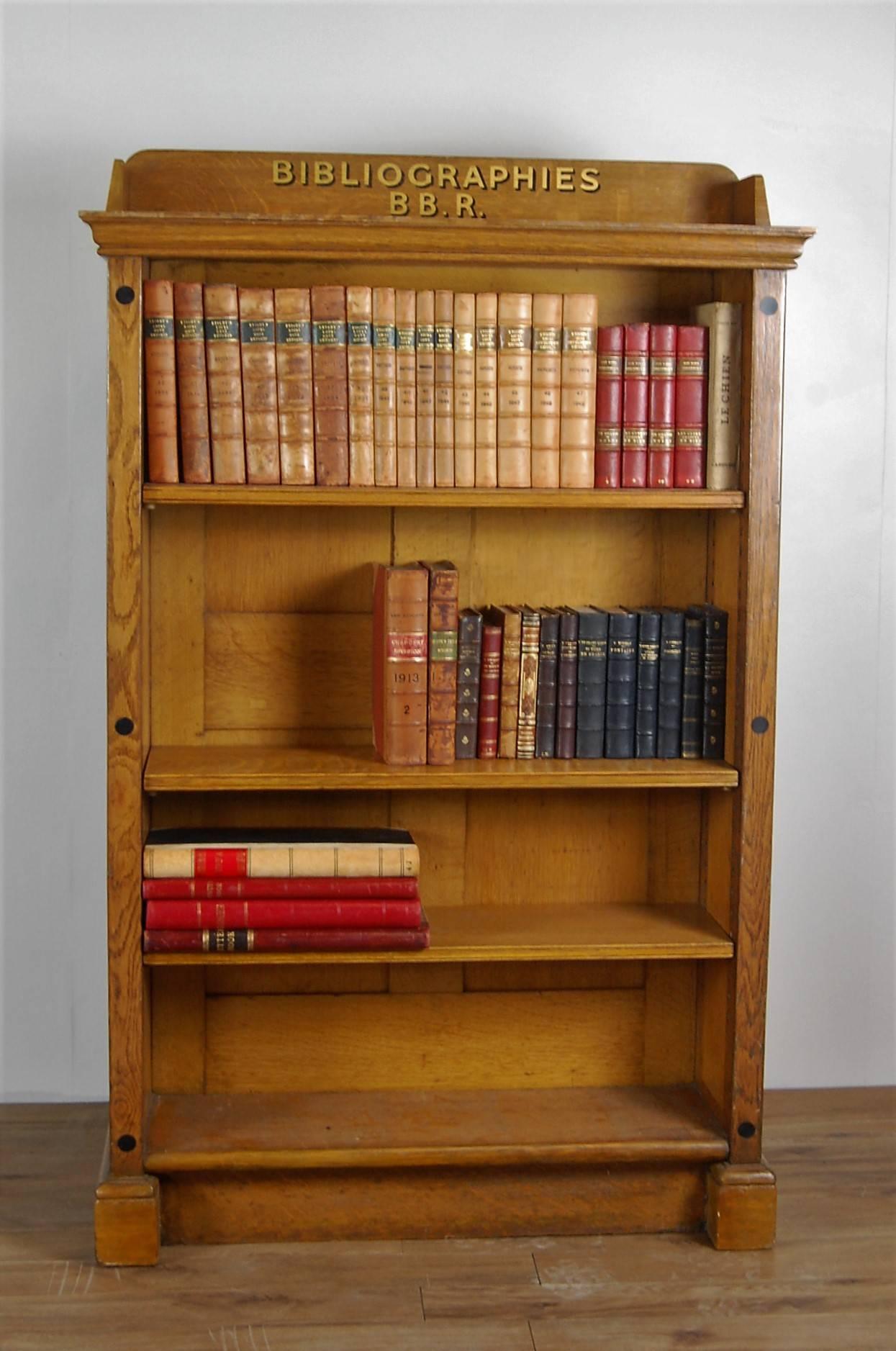 English Late 19th Century Double Sided Oak Library Bookcase
