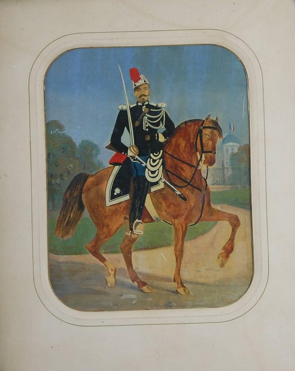 19th Century Naive French Cavalryman Painting In Good Condition In Pease pottage, West Sussex