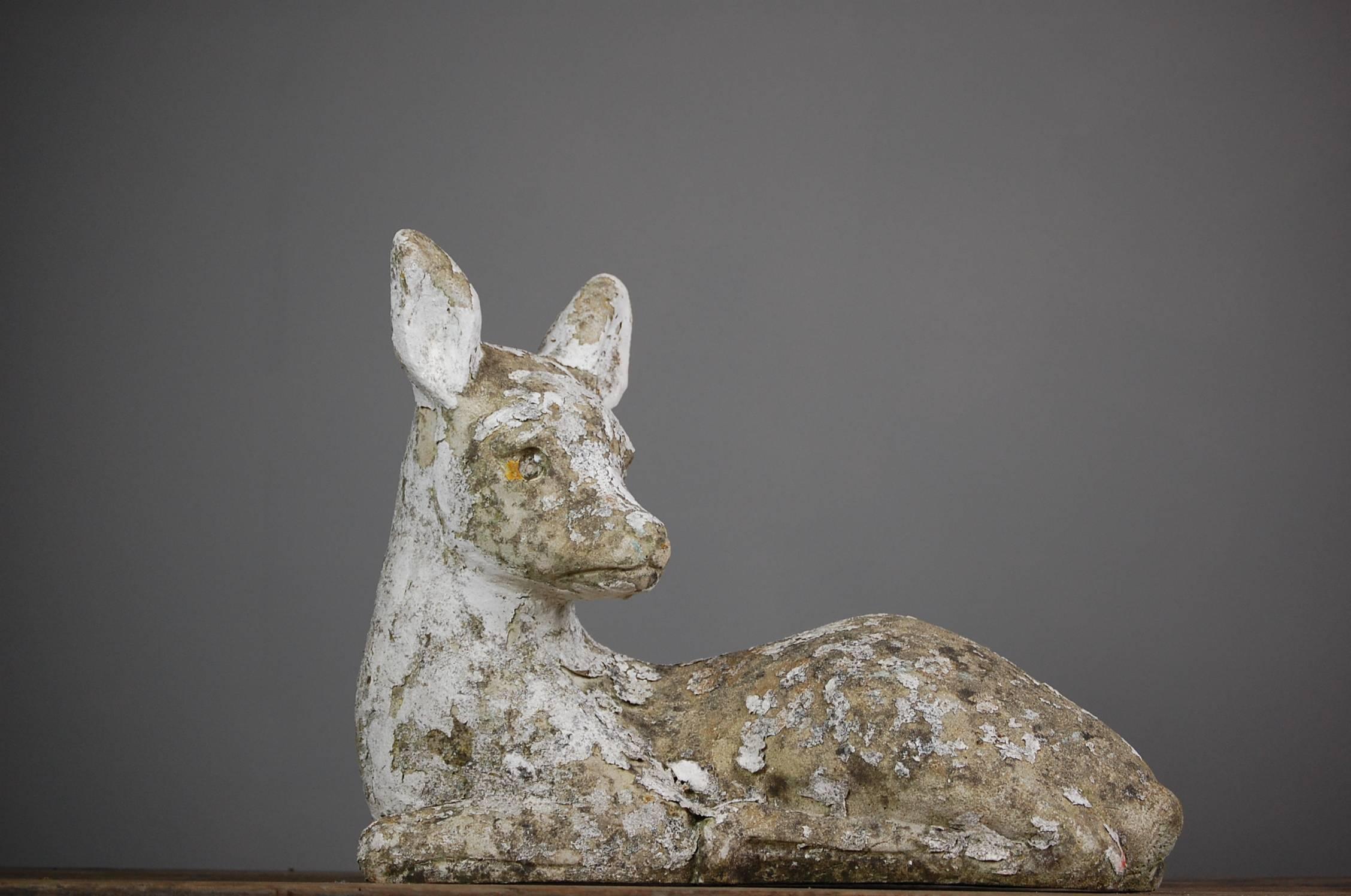 English Weathered 20th Century Concrete Deer Statue
