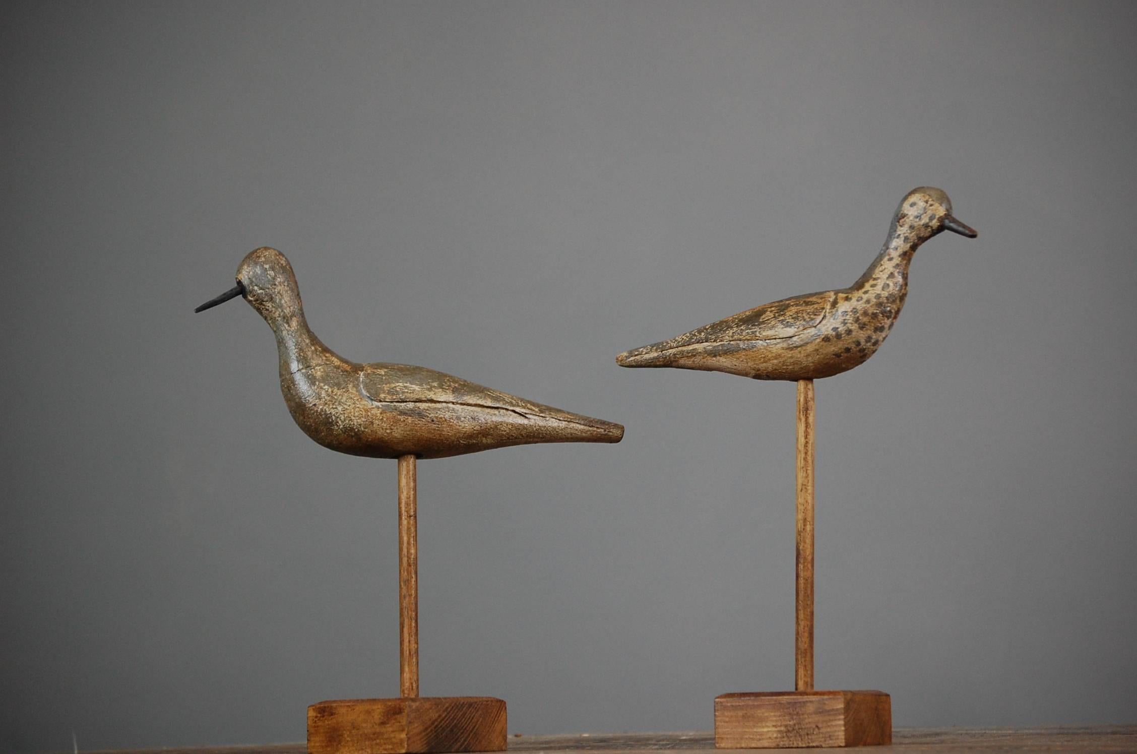 Pair of Early 20th Century Sandpiper Decoys In Good Condition In Pease pottage, West Sussex