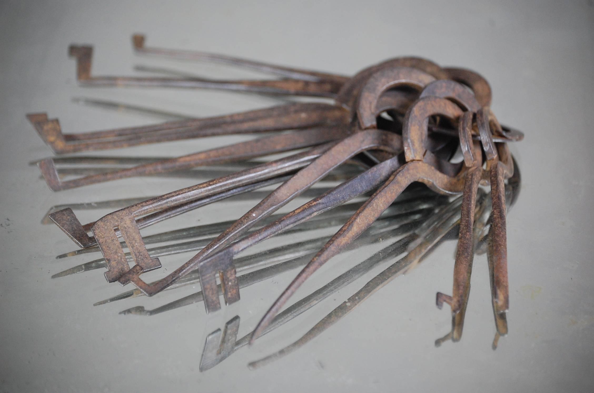 Wrought Iron 18th Century English Lock Pickers Skeleton Keys