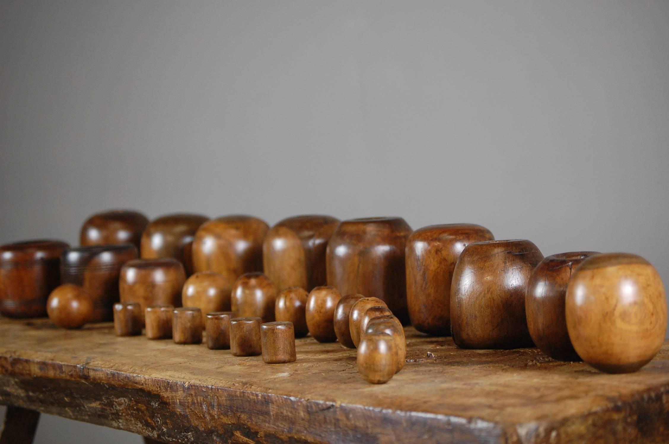 English Collection of Lignum Vitae Plumbers Chogs and Bobbins