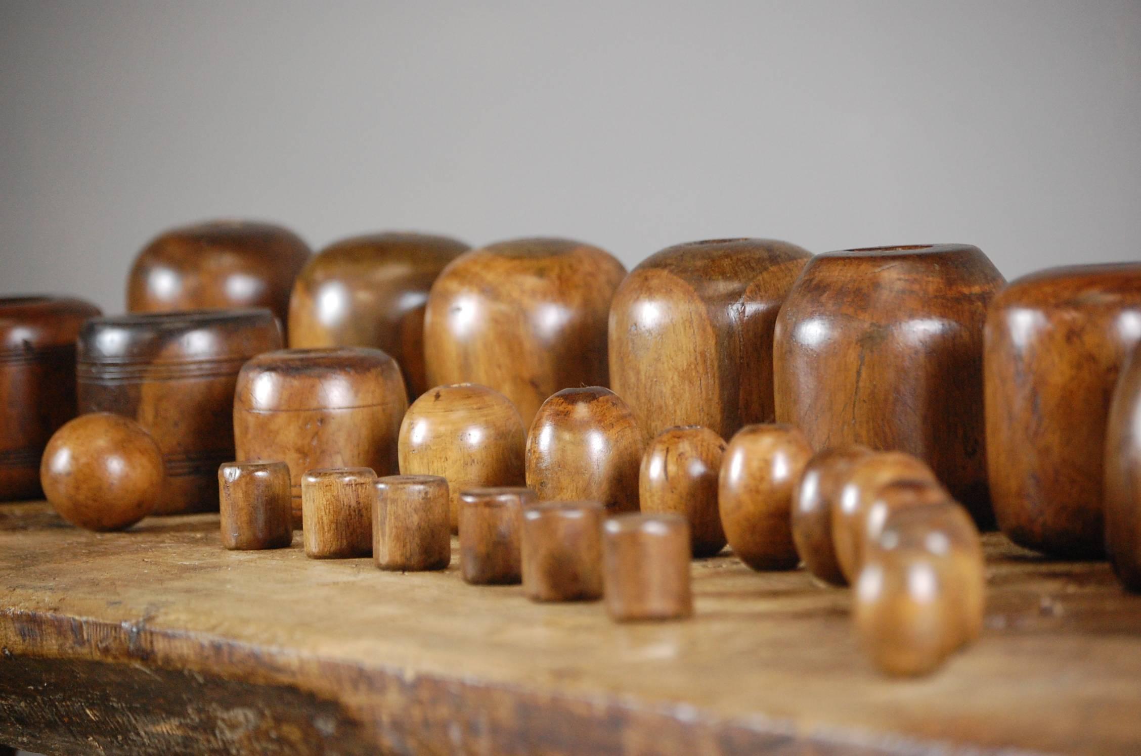 Collection of Lignum Vitae Plumbers Chogs and Bobbins In Excellent Condition In Pease pottage, West Sussex
