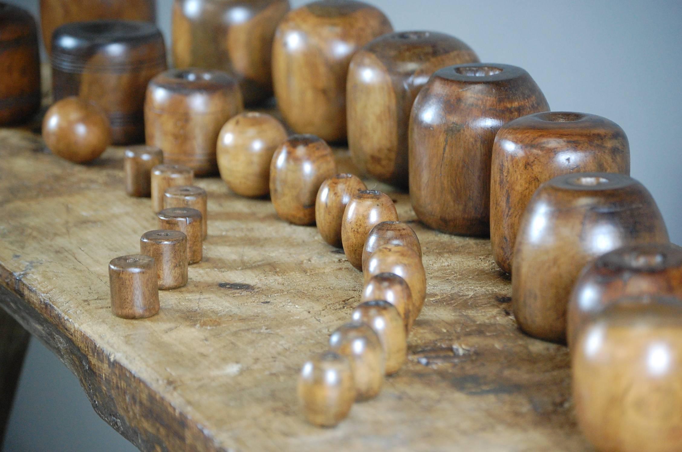 Collection of Lignum Vitae Plumbers Chogs and Bobbins 1