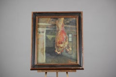 Late 19th Century Naive French Butchers Scene Painting