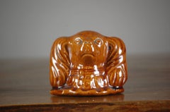 19th Century Treacle Glazed Staffordshire Spaniel Head Money Box