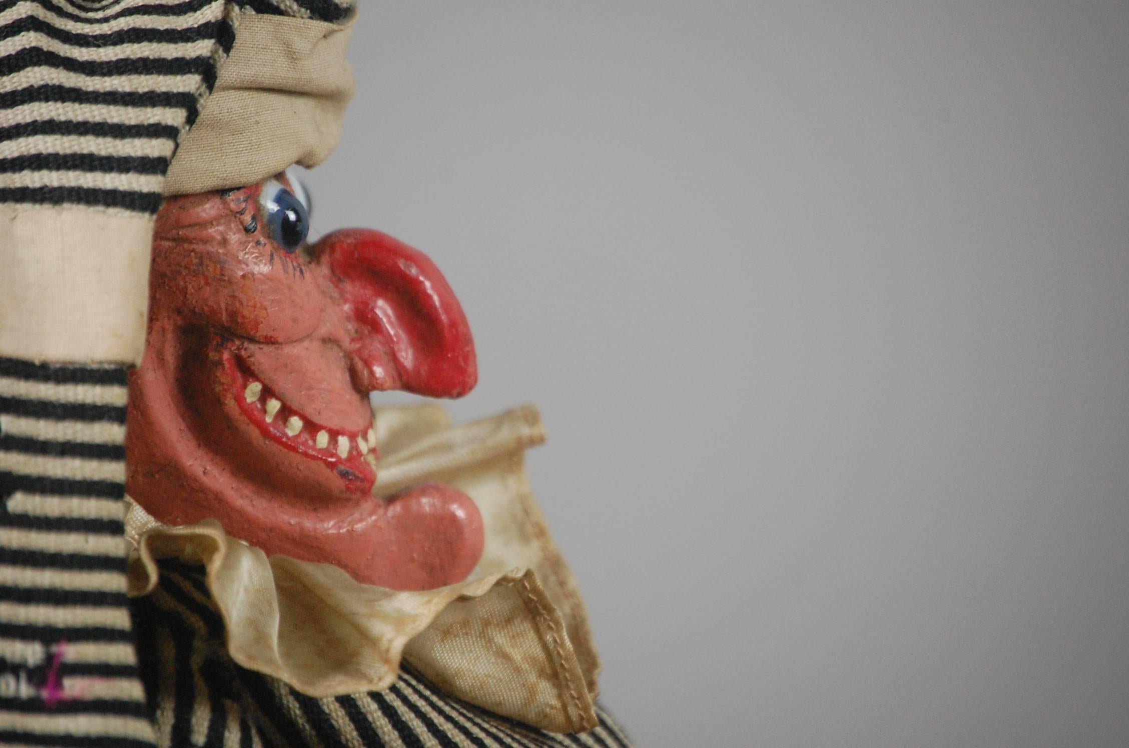 English Late 19th Century Wood Carved Mr Punch Puppet