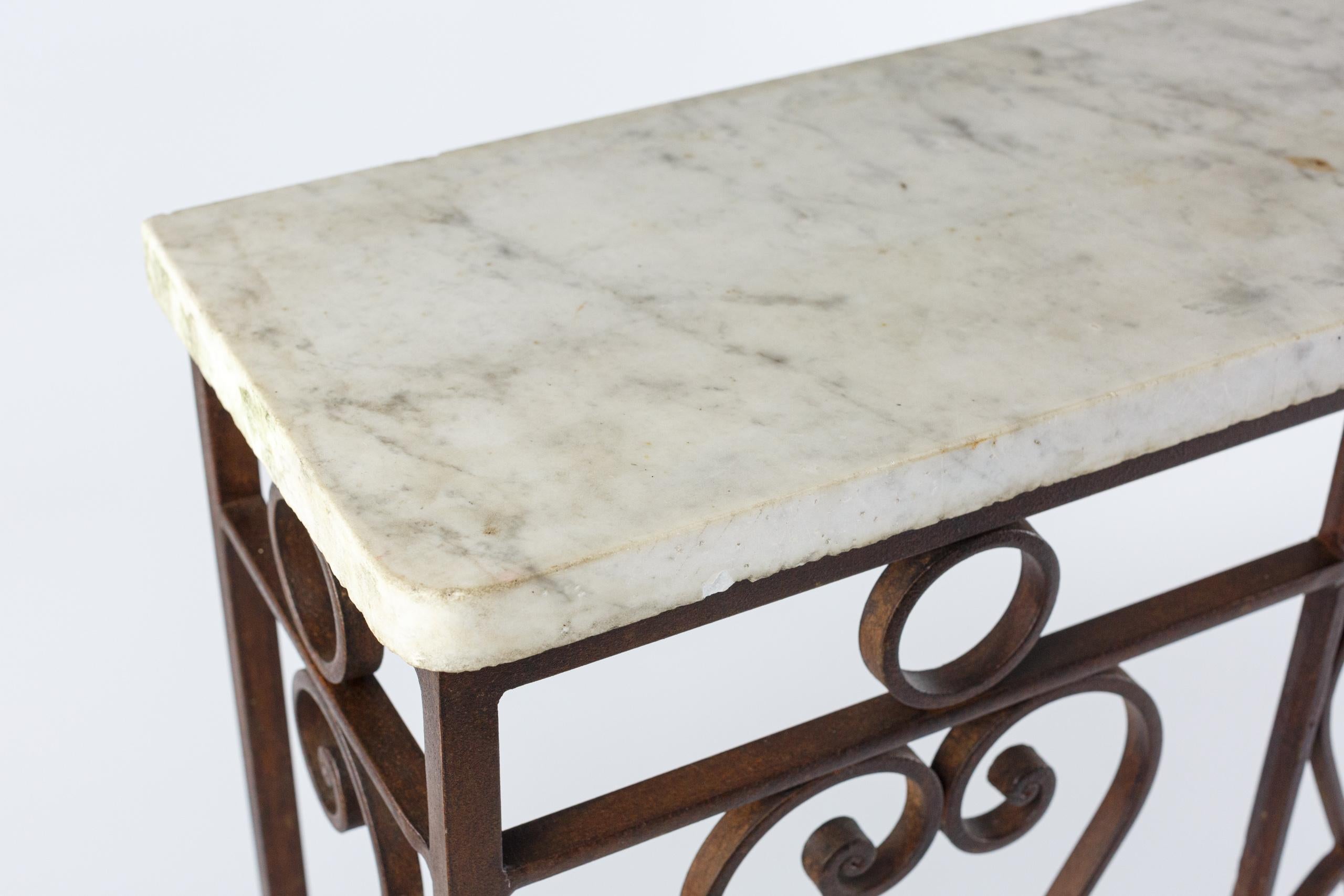 Impressive Iron and Marble Console Table In Good Condition For Sale In Pease pottage, West Sussex