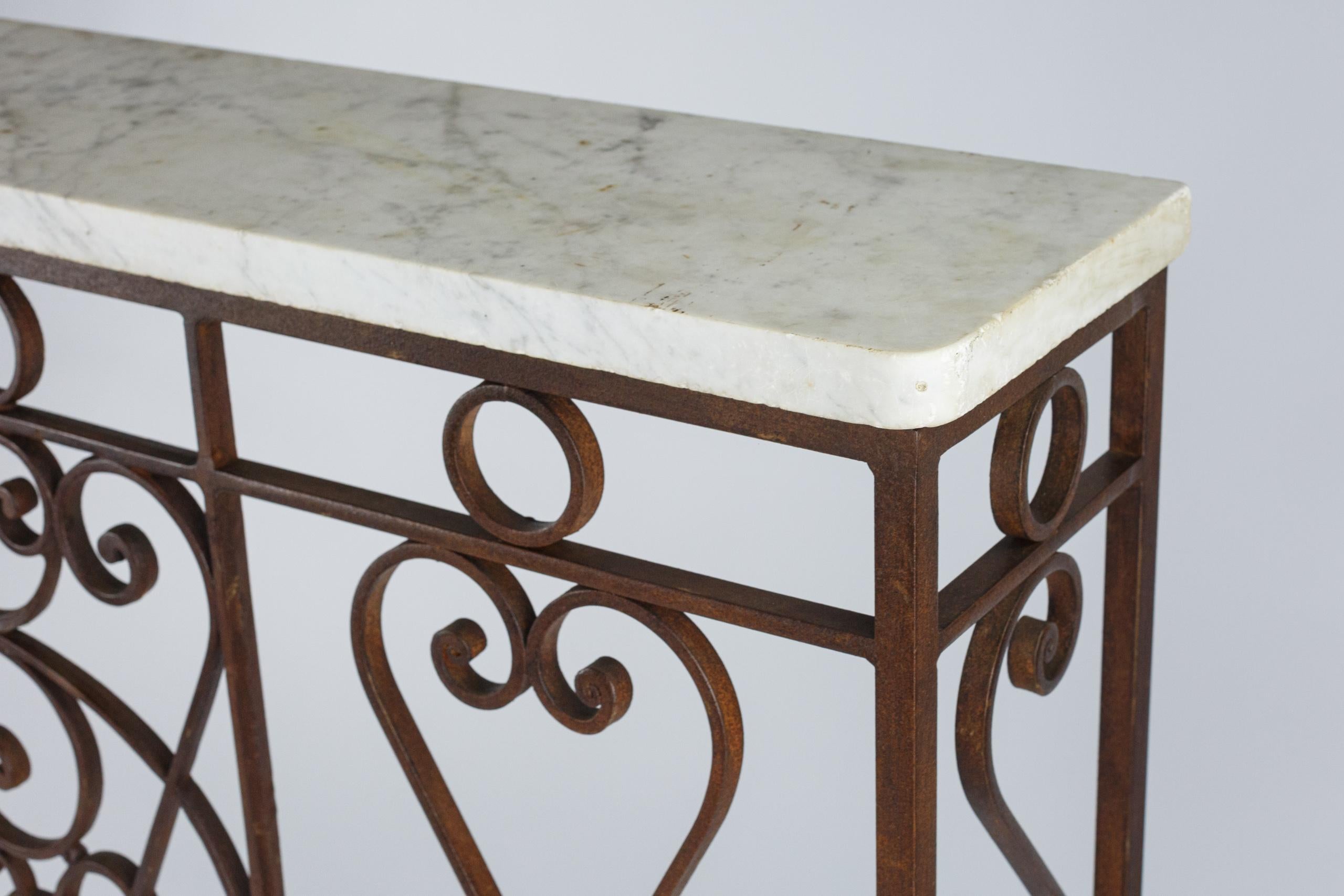 Impressive Iron and Marble Console Table For Sale 3