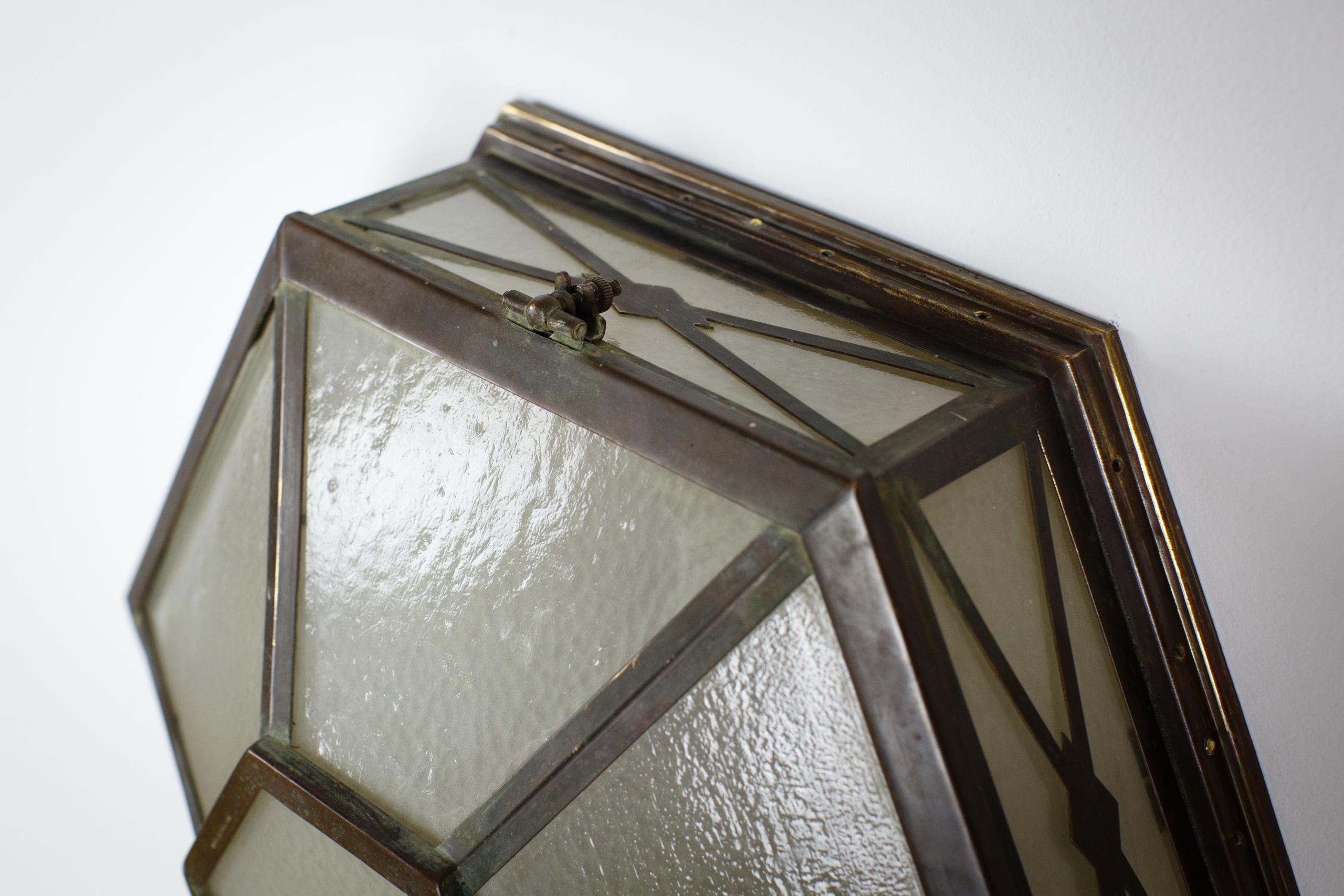 Original Large Rare Early 20th Century Art Deco Copper Ceiling Light For Sale 2