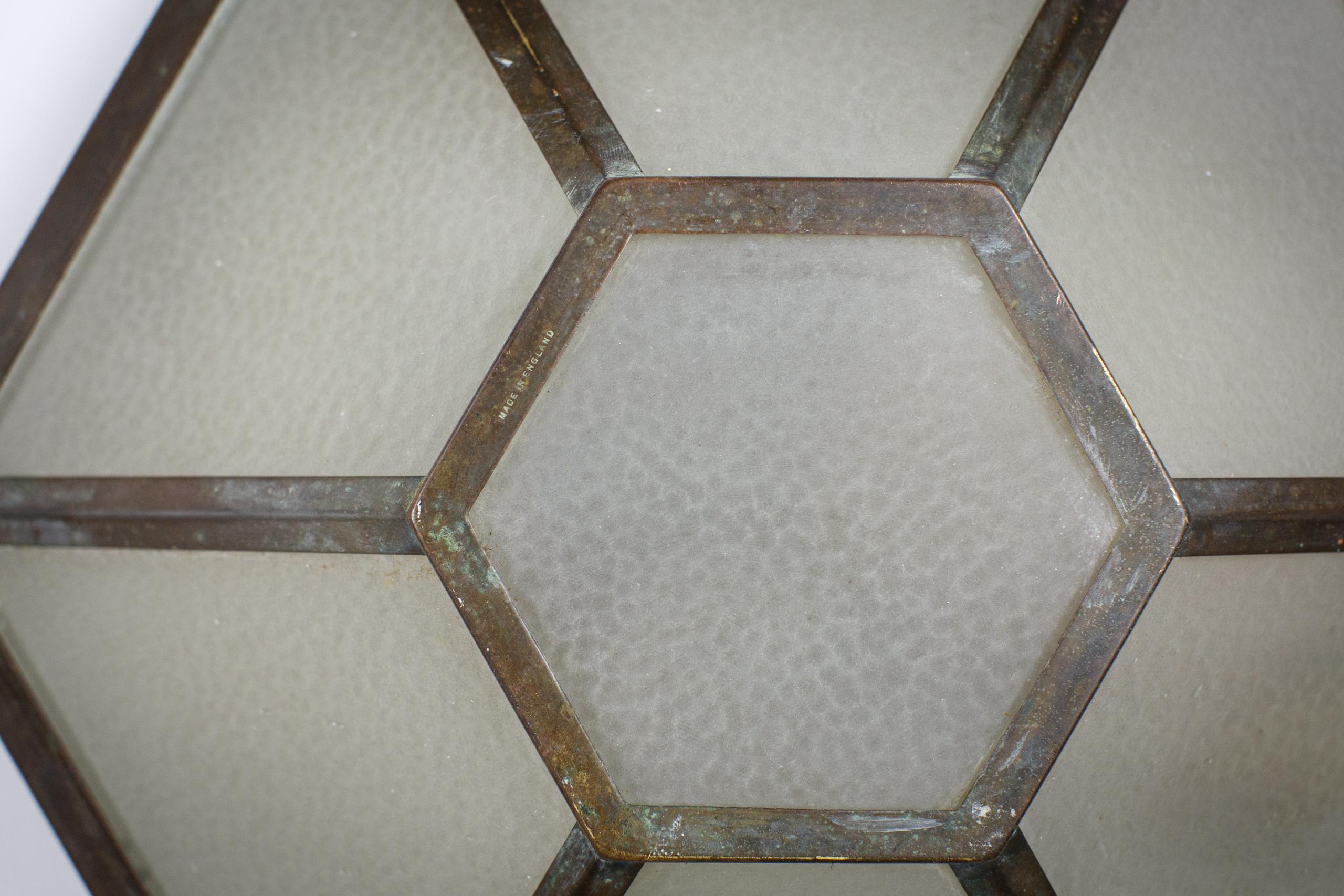 Original Large Rare Early 20th Century Art Deco Copper Ceiling Light For Sale 4