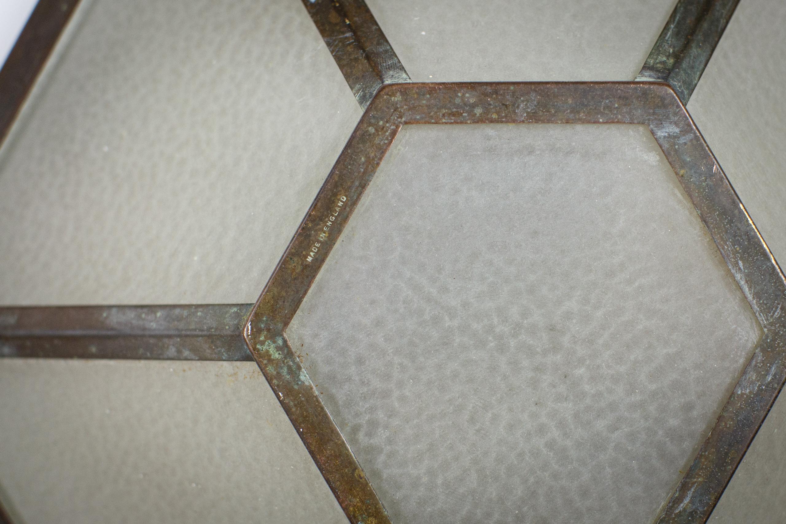 Original Large Rare Early 20th Century Art Deco Copper Ceiling Light For Sale 5